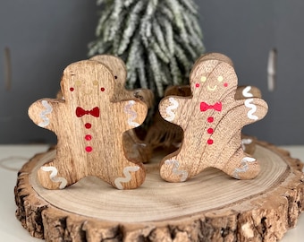 Mango Wood Gingerbread Man Coasters Set of 4 Drinks Matts Christmas Decorations