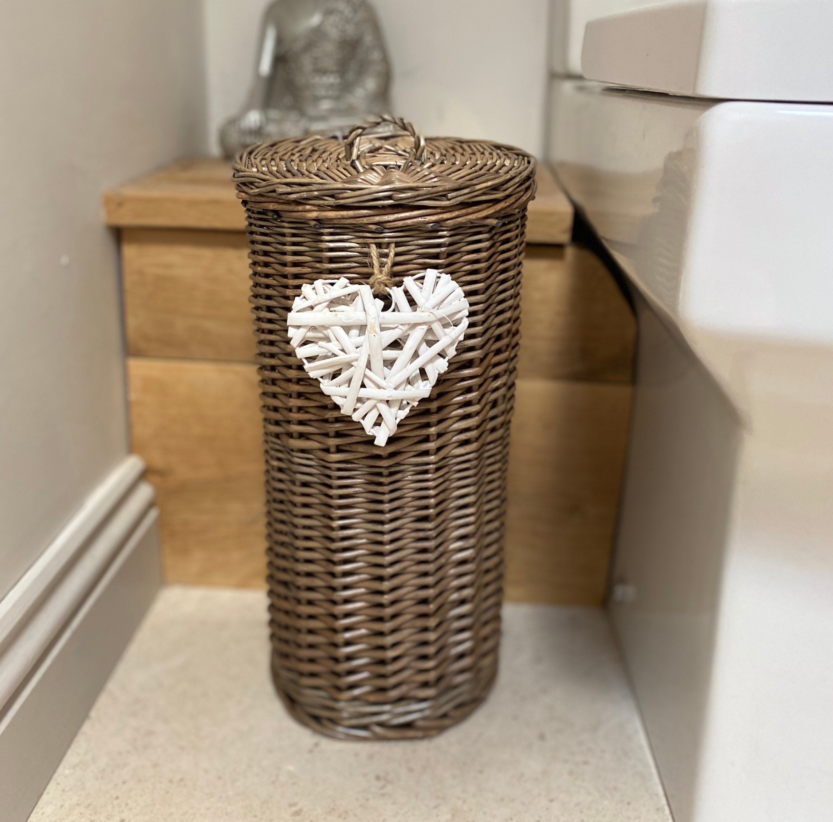 Antique Wash Wicker Toilet Roll Holder Stand Bathroom Etsy