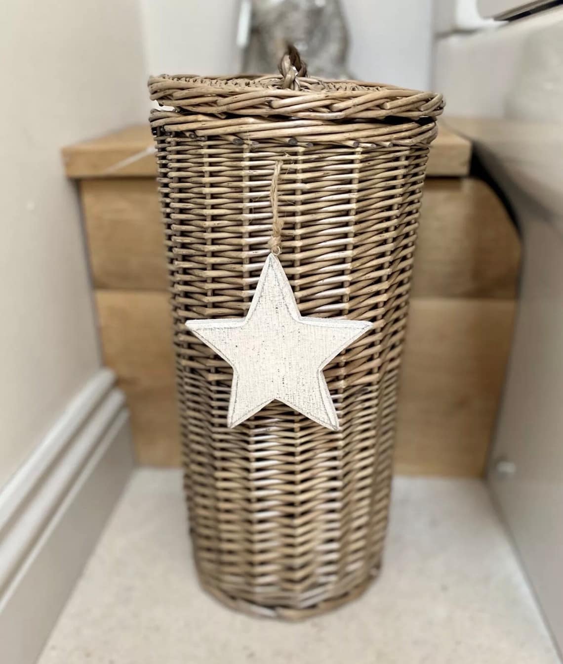 Antique Wash Wicker Toilet Roll Holder Stand Bathroom Etsy