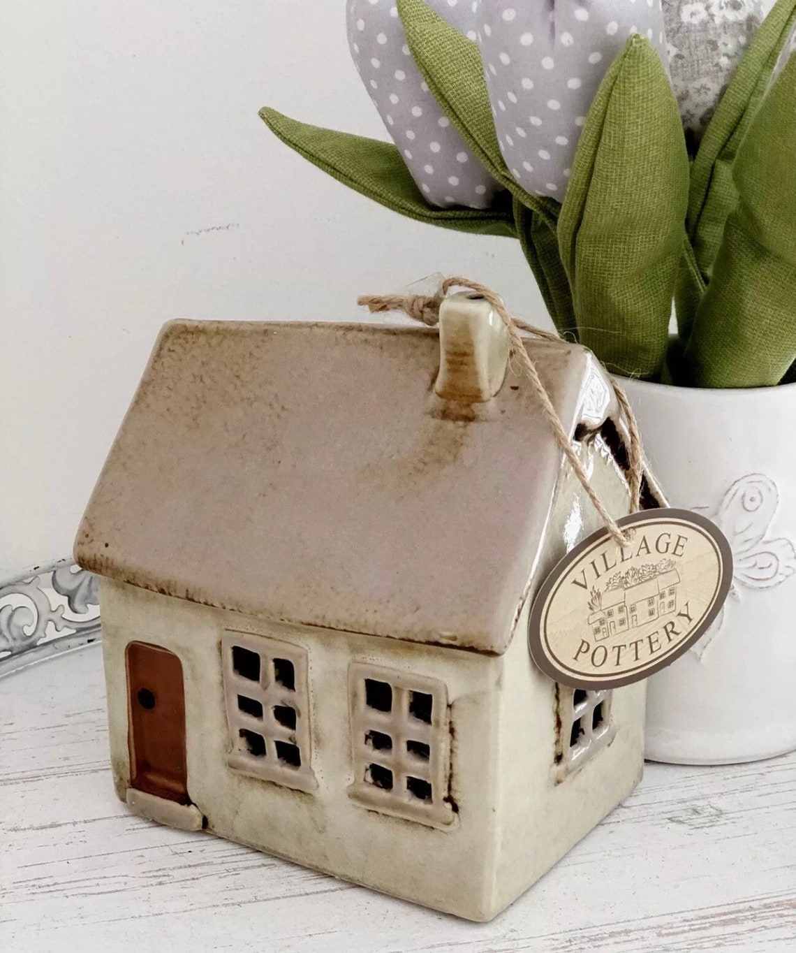Ceramic House Tea light Holder Pottery Cottage Candle Holder Etsy