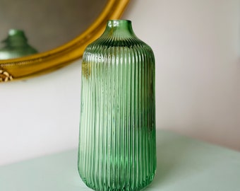 Glass Vase Tall Fluted Vintage Green Glass Vase For Flowers