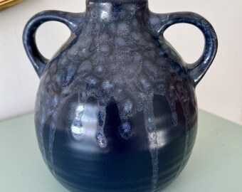 Vintage Blue Reactive drip Earthenware Jug  Ceramic Flower Vase Boho Home decor