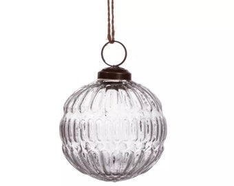 Vintage Style  Clear Glass Bauble, Recycled Glass Christmas Tree Bauble, Baubles , Christmas decorations