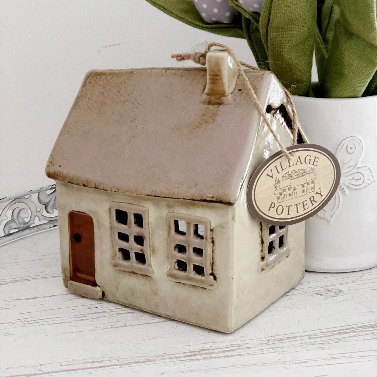 Ceramic House Tea light Holder Pottery Cottage Candle Holder Etsy