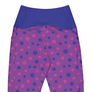 Bisexual Leggings, D&D Leggings, Dice Leggings, Bisexual Dice, Bisexual Pride, Plus Size Leggings, Bisexual Flag, Bisexual Apparel, LGBTQ