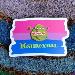 Bishrexual Sticker, Bisexual Sticker, Bi Decal, Gift for Nerd, Bisexual Pride, Ogre Sticker, Bisexuality, Gift for Bisexual, Bi Pride