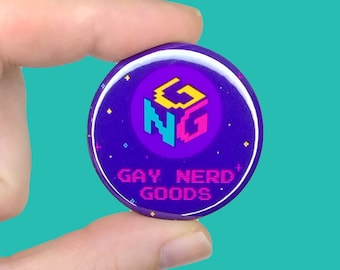 Gay Nerd Goods, Logo Button, Pride Shop, Pride Merch, Gay Pride Button, Queer Pride, LGBTQ Clothing, Gay Brand, Gift for Gay Friend, LGBTQ