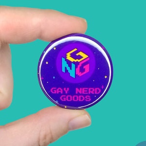 Gay Nerd Goods, Logo Button, Pride Shop, Pride Merch, Gay Pride Button, Queer Pride, LGBTQ Clothing, Gay Brand, Gift for Gay Friend, LGBTQ