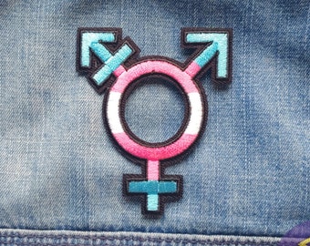 Parche transgénero Símbolo trans Parche para planchar LGBTQA+ Hombre trans Mujer trans Niño trans Chica trans No binario Orgullo transgénero Moda trans