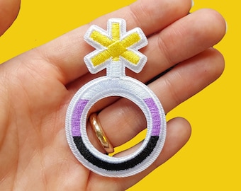 Nonbinary Patch Nonbinary Iron-on Patch 3" LGBT Patch Queer Patch Queer Iron-On Patch Nonbinary Accessory Nonbinary Pride Transgender Pride