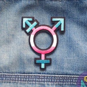 Transgender Patch Trans Symbol Iron on Patch LGBTQA+ Trans Man Trans Woman Trans Boy Trans Girl Nonbinary Transgender Pride Trans Fashion