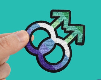 Gay Male Patch, MLM Symbol, Iron on Patch, LGBTQA+, Gift for Gay Son, Gay Man Accessory, Gay Pride Patch, MLM Patch, Gay Male Flag, Queer
