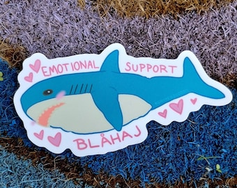 Blahaj Sticker, Shark Sticker, Shark Plush, Gift for Trans, Shark Decal, Emotional Support Blahaj, Transgender Pride, Transgender Sticker