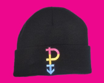 Pansexual Gorro Pansexual Orgullo Símbolo Pansexual Bandera Gorro Negro Pansexual Gorro Pansexual Sombrero Otoño Moda Invierno Gorro Pansexual Sombrero