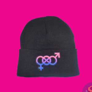 Bisexual Beanie Bisexual Pride Symbol Bisexual Flag Beanie Black Bisexual Beanie Bisexual Hat Fall Fashion Winter Beanie