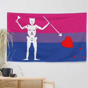Bisexual Blackbeard Pirate Pride Flag, Bisexual Flag, Blackbeard Flag, Bisexual Pirate, Bisexual Decor, Our Flag Means Death, OFMD Flag