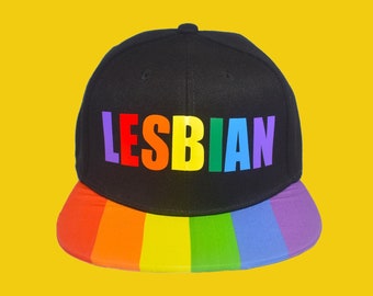 Rainbow Lesbian Snapback Hat - Lesbian Hat, Lesbian Pride, Lesbian Pride Hat, LGBT Gifts, Gifts for Lesbians, Rainbow Lesbian, WLW