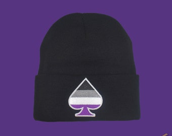 Asexual Beanie Asexual Pride Symbol Asexual Flag Beanie Black Asexual Beanie Asexual Hat Fall Fashion Winter Beanie