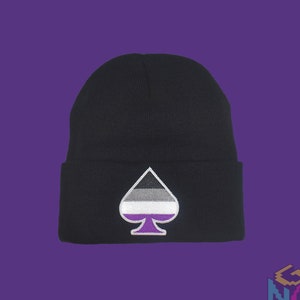 Asexual Beanie Asexual Pride Symbol Asexual Flag Beanie Black Asexual Beanie Asexual Hat Fall Fashion Winter Beanie