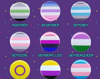 1.5" Round Gender and Sex Buttons, Transgender Button, Intersex Button, Nonbinary Button, LGBT Pride Buttons, Gender and Sex Pride Buttons