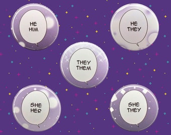 Manga Pronoun Pins, Comic Book Pronoun Buttons, They Them Pronoun Pin, Queer Accessory, Gift for Teen, Gift for Trans, He They Pride Pin