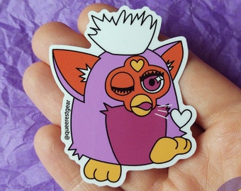 Furby Sticker, Lesbian Sticker, Pride Furby, Lesbian Gifts, Lesbian Pride, Lesbian Laptop Sticker, WLW Sticker, Lesbian Gag Gift, LGBT Pride