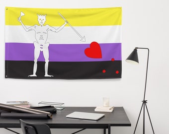 Nonbinary Blackbeard Pirate Pride Flag, Nonbinary Flag, Blackbeard Flag, Nonbinary Pirate, Nonbinary Decor, Our Flag Means Death, OFMD Flag