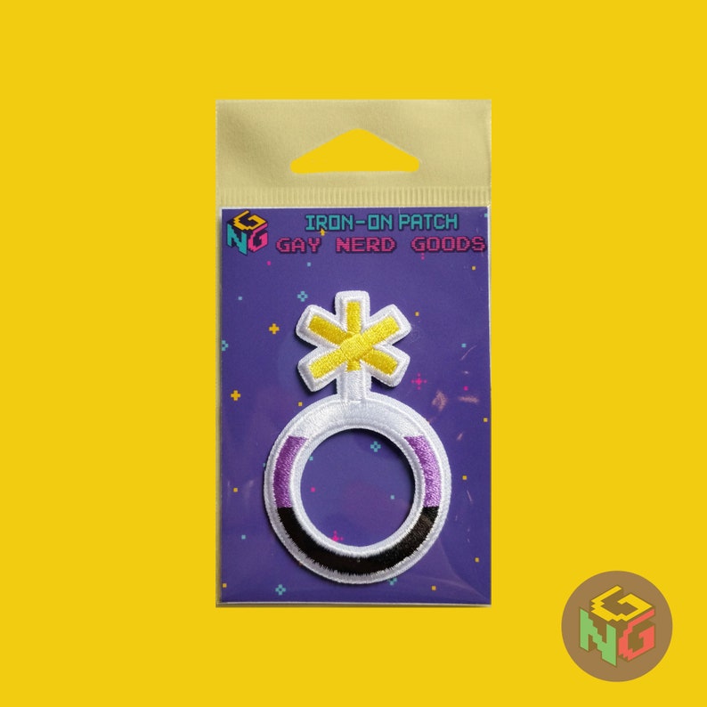 nonbinary patch in packaging in front of yellow background