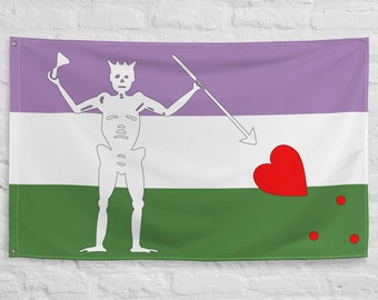 Genderqueer Blackbeard Pride Flag, Genderqueer Flag, Blackbeard Flag, Genderqueer Pirate, Genderqueer Decor, Notre drapeau signifie la mort, Drapeau OFMD