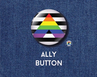 1.5" Rainbow Button Ally Pride Button Rainbow Stripe Rainbow Flag Ally Flag Button Pinback Button Gay Ally Pride Straight Ally Support LGBT