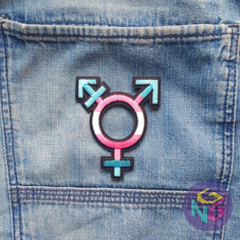 Trans Symbol Patch Transgender Patch Trans Symbol Iron on Patch LGBTQA+ Trans Man Trans ...