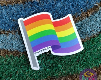 Gay Sticker Gay Pride Sticker Rainbow Flag Sticker LGBT Sticker Gay Pride Flag Sticker LGBTQA  Vinyl Sticker Weather Resistant Sticker