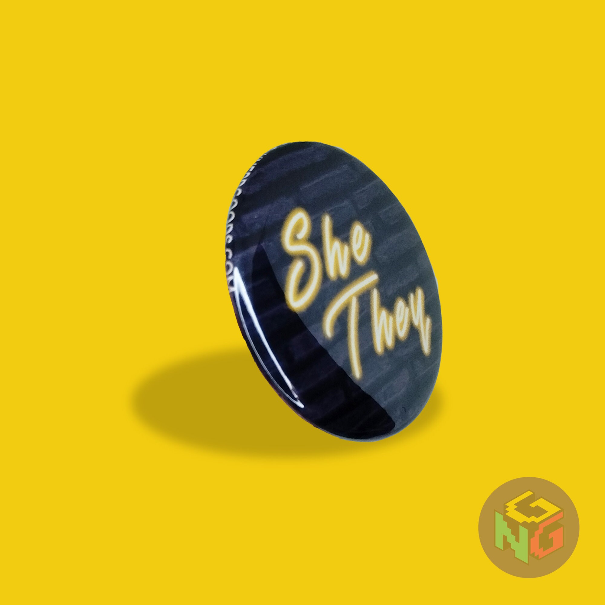 Neon Pronoun Pins, Neo Pronoun Button, She They Pronouns, Pride Shop ...