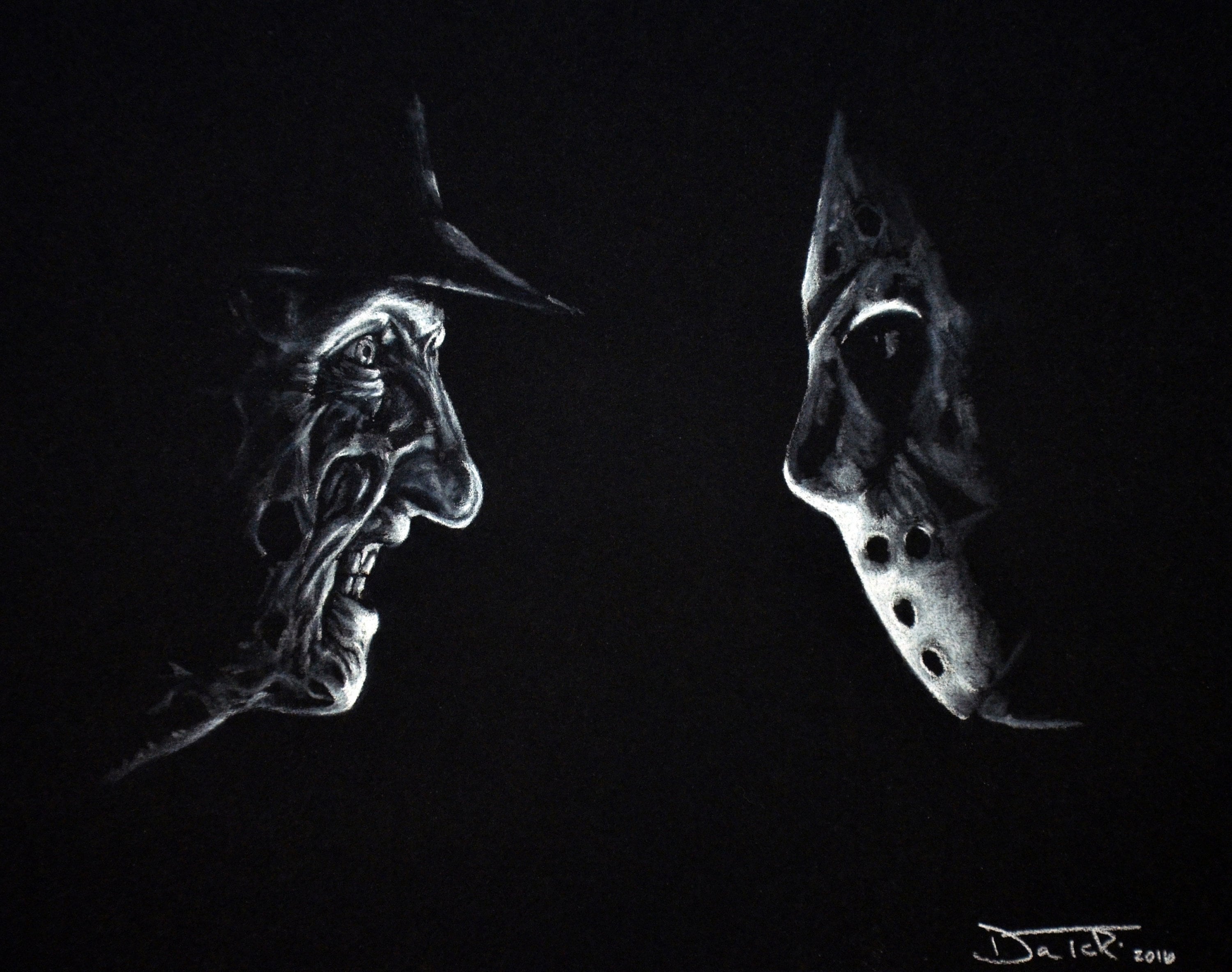Freddy Vs. Jason ORIGINAL DRAWING Matted Etsy