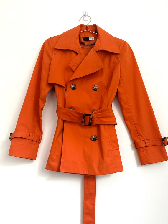 Mod Orange Space Age Saks Fifth Avenue Trench Coat - image 3