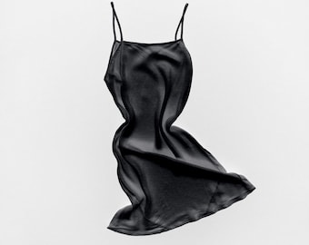 Schiere Seide Slip - Schwarz