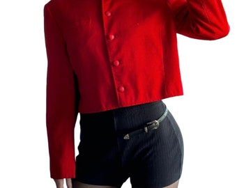 1980s Pendleton Red Wool Video Vixen Longline Coat