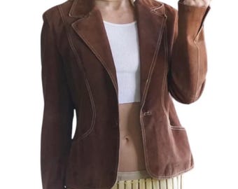 70s Coffee Suede Western Tailored Blazer