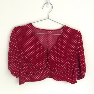 80s Red & White Polka Dot Short Sleeve Crop Top - Etsy