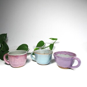 Small Ceramic Tea Cup, Pottery Coffee Mugs, 6oz Cappuccino Mug, Lavender, Pink or Light Blue Handmade Stoneware Mug Teacup, Sister, Mom Gift
