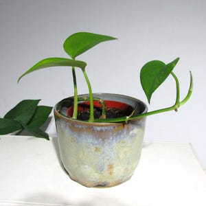 Handmade Crystalline Glazed Planter: Studio Pottery, Plant Pot with No Drainage