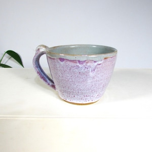 Small Ceramic Tea Cup, Pottery Coffee Mug, 6oz Cappuccino Mug, Speckled Purple and White, Handmade Stoneware Mug Teacup, Sister, Mom Gift