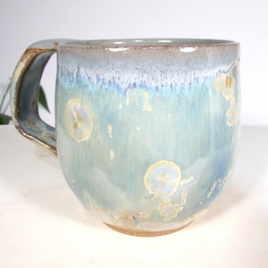 Handmade Crystalline Glazed Pottery Mug: Sage Green Ceramic Tea Cup (10oz)