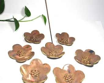 Incense Stick Holder: Flower Ceramic Incense Burner, Handmade Pottery, Meditation Room Zen Decor