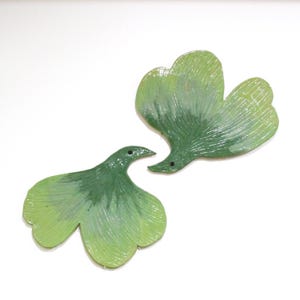 Ginkgo Leaves Decor, Hanging Wall Art, Ceramic Garden Wall Artwork, Flying Birds Patio Art, Courting Lovers Art, Unique Decorative Tiles