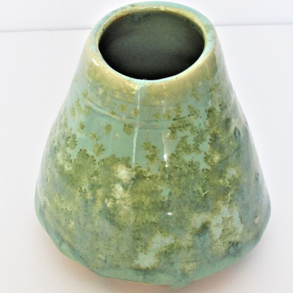 Mini Bud Vase, Handmade Pottery, Crystalline Glazed Pot, Small Porcelain Flower Vase, Tabletop Tillandsia Display, Air Plant Holder,