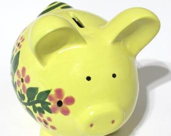 New Baby Gift, Personalized Piggy Bank, Ceramic Coin Bank, Nursery Decor, Kids Room Decor, Hand-Painted Money Bank