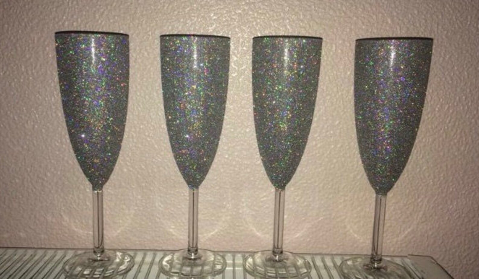 Jay Companies Champagne Flutes Set Of 2 With Glitter Stem main image 1