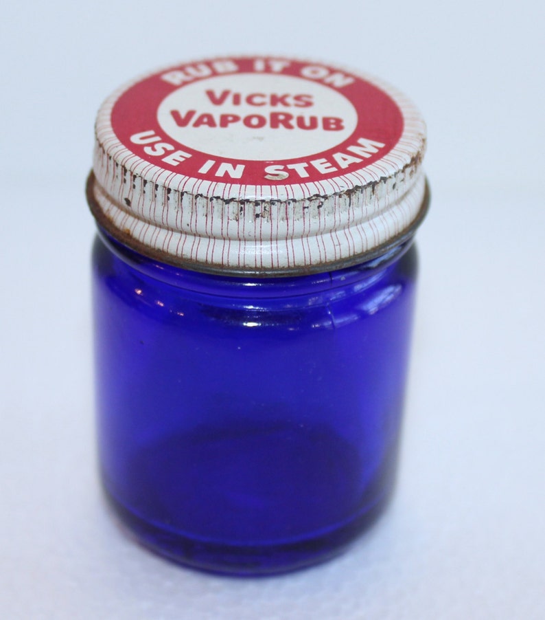 Vintage 1960's Vicks Vaporub Cobalt Blue Bottle with Etsy