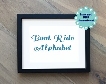 Cross Stitch Alphabet-Boat Ride Cross Stitch Font-Full alphabet, instant PDF download